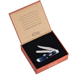 Case Navy Blue Bone Mini Trapper with Cigar Box 10777 - Engravable