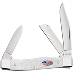Case White Synthetic Medium Stockman with Flag Shield 14102 - Engravable