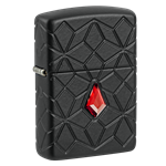 Zippo Black Matte Deep Carve W Red Crystal - 46756