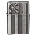 28974 Zippo® American Flag Deep Carved Antique Silver Plate Armor
