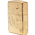 Zippo Red Eyed Dragon 360 Degree Engraving Gold Plate 29265